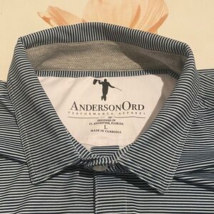 AndersonOrd Men's Navy Striped Polo Shirt